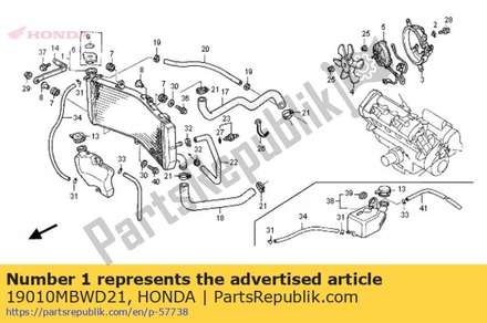 Radiator comp. 19010MBWD21 Honda