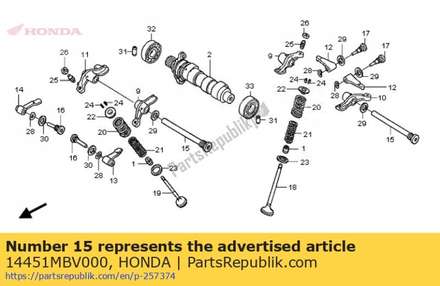Bolt, rocker arm shaft 14451MBV000 Honda