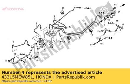 Hose comp. c, rr. brake 43315MEW851 Honda