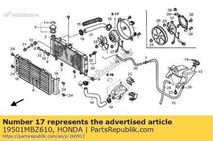 Hose, radiator upper 19501MBZ610 Honda
