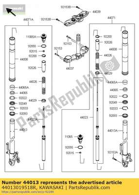 Pipe-fork inner,lh,f.s.b zr800 44013019518R Kawasaki