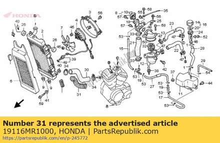 Protector, radiator lower hose 19116MR1000 Honda