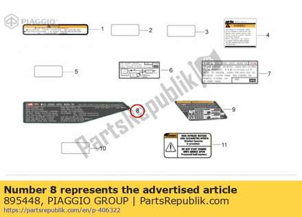 Sticker voor emissiebeperking 895448 Piaggio Group