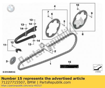 Notice label, chain tension - 20-30mm 71227715507 BMW
