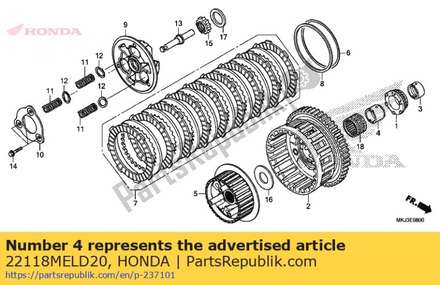 Guide b, clutch outer (2mm hole) 22118MELD20 Honda