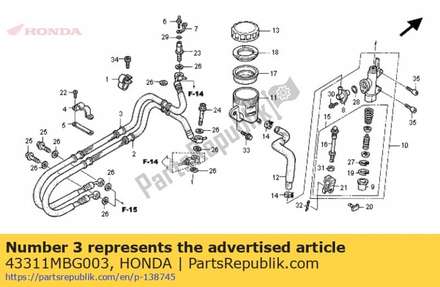 Sub hose, rr. brake 43311MBG003 Honda