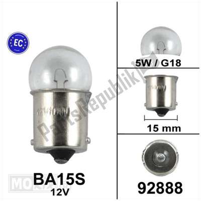 Lamp ba15s 12v 5w g18 ce keur (1) 92888 Mokix