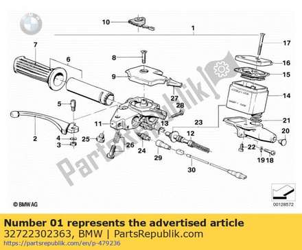 Handle unit, right - d=16mm          (from 09/1980) (to 09/1981) 32722302363 BMW