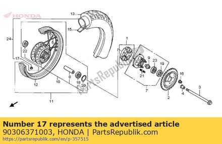 Nut, tire valve 90306371003 Honda