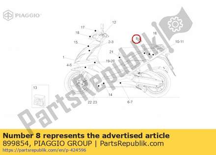 Right decal "sr" tail fairing support 899854 Piaggio Group