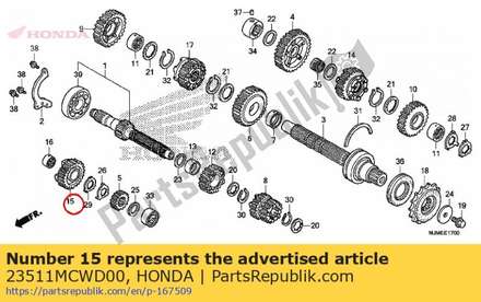Gear, mainshaft sixth (29 23511MCWD00 Honda