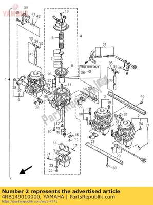 Gruppo carburatore 1 4RB149010000 Yamaha