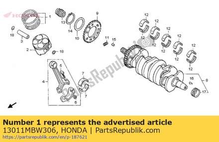 Ring set, piston (std.) 13011MBW306 Honda