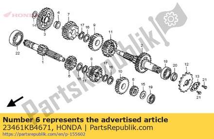 Gear, mainshaft third (21t) 23461KB4671 Honda