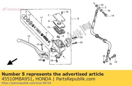Cylinder sub assy., fr. brake master (nissin) 45510MBA951 Honda