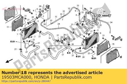 Hose, r. rr. radiator 19503MCA000 Honda