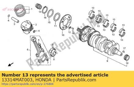 Bearing b, crankshaft (brown) 13314MAT003 Honda