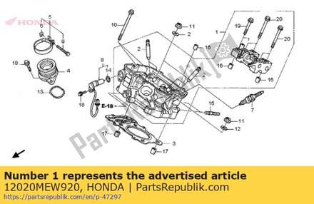 Head assy., rr. cylinder 12020MEW920 Honda