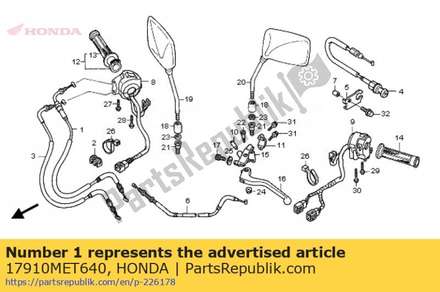 Cable comp. a, throttle 17910MET640 Honda
