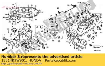 Bearing c, crankshaft r. 13314KTW901 Honda