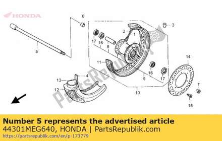 Axle, fr. wheel 44301MEG640 Honda