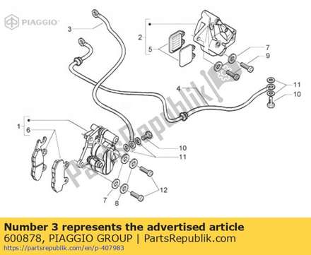Flexible rohrleitungen der vorderradbremse 600878 Piaggio Group