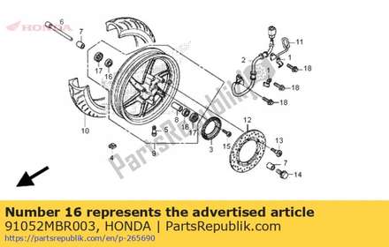 Bearing, radial ball, 6204 91052MBR003 Honda