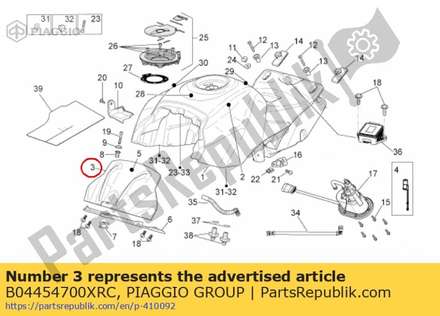 Tankdeksel, rood B04454700XRC Piaggio Group