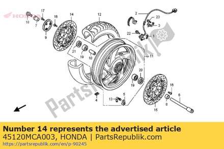Disk comp., r. fr. brake 45120MCA003 Honda