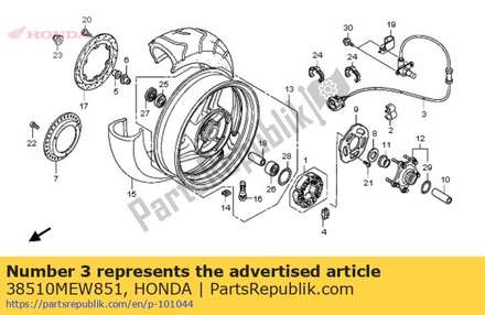 Sensor, rr. wheel speed 38510MEW851 Honda