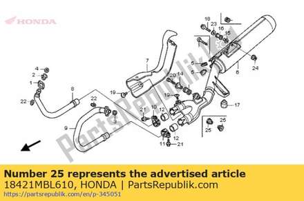 Rubber, muffler mounting 18421MBL610 Honda