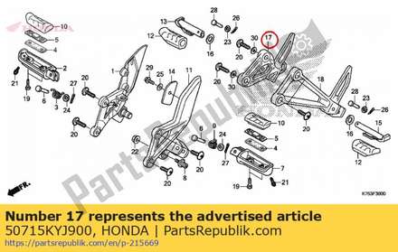 Holder, r. pillion step 50715KYJ900 Honda