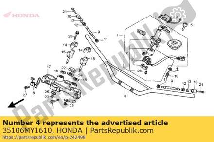 Cover, combination switch 35106MY1610 Honda