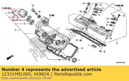Cover, r. reed valve 12331MEL000 Honda