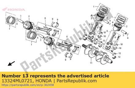 Bearing b, crankshaft (gr 13324ML0721 Honda