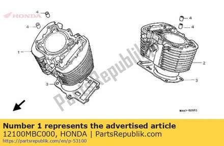 Cylinder comp,fr 12100MBC000 Honda