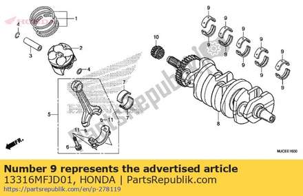 Bearing d, crankshaft (ye 13316MFJD01 Honda