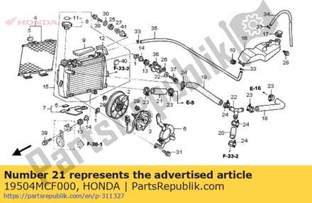 Hose d, radiator 19504MCF000 Honda