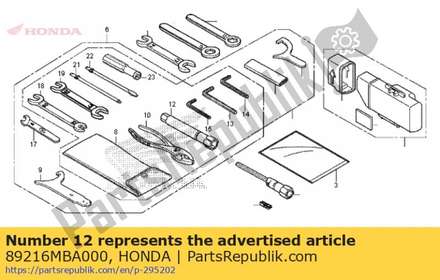 Wrench, plug, 16.5 89216MBA000 Honda