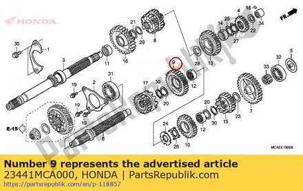 Gear, countershaft second 23441MCA000 Honda