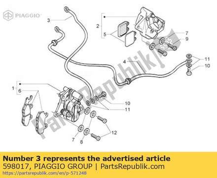 Flexible rohrleitungen der vorderradbremse 598017 Piaggio Group