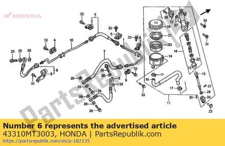 Hose, rr. brake (a) 43310MT3003 Honda