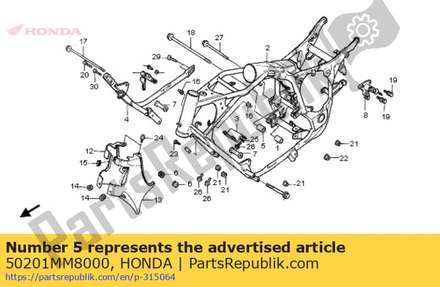 Collar, rr. engine upper 50201MM8000 Honda