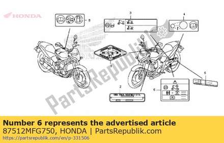 Label, accessories & load 87512MFG750 Honda