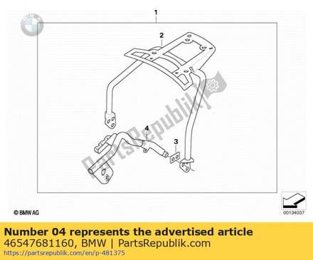 Auxiliary support f luggage carrier - rechts          46547681160 BMW