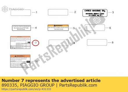 Bandenspanning sticker 890335 Piaggio Group