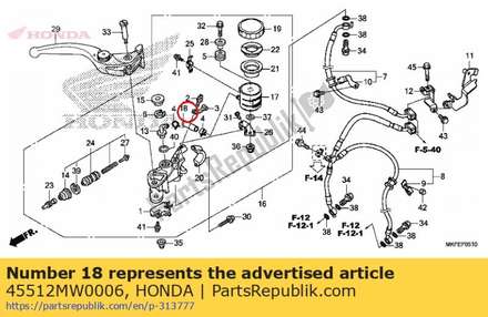 Hose, master cylinder oil 45512MW0006 Honda