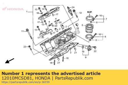 Head assy., r. cylinder 12010MCSD81 Honda