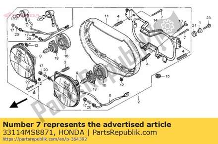Screw, beam adjusting 33114MS8871 Honda