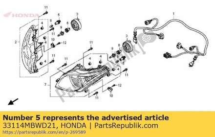 Socket comp., position light 33114MBWD21 Honda